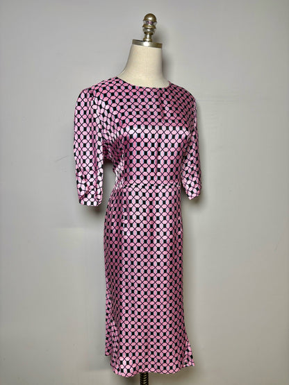 Women Size 8 (M) Marni Pink, Black Print Drop Waist Pre-owned Dress