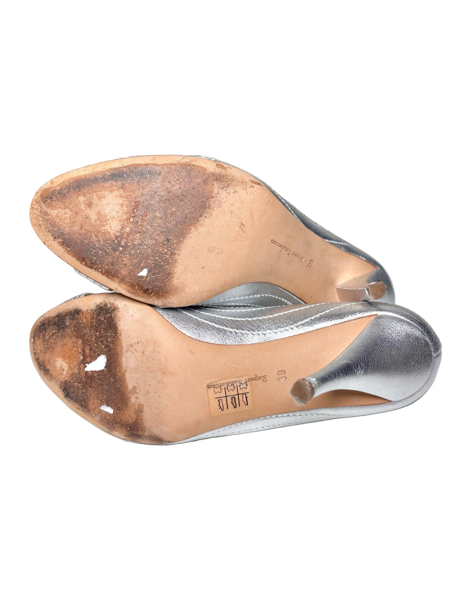 W Shoe Size 39 (8.5 US) Rupert Sanderson Silver Leather Cowhide Pump