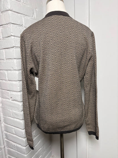 Women Size L Max Mara Brown, Cream Chevron Wool Sweater