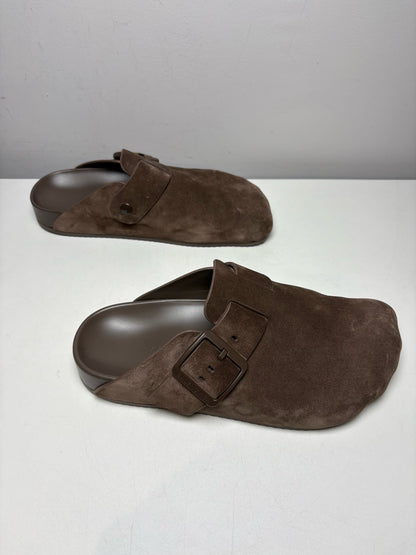 Women's Shoe Size 40 Authentic Balenciaga Sunday Mules Brown Suede Leather Pre-Owned Slip-Ons