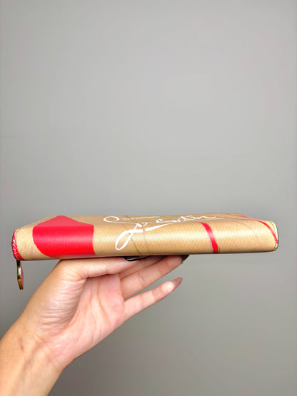 Leather Christian Louboutin Leather Red, Tan Small Wallet