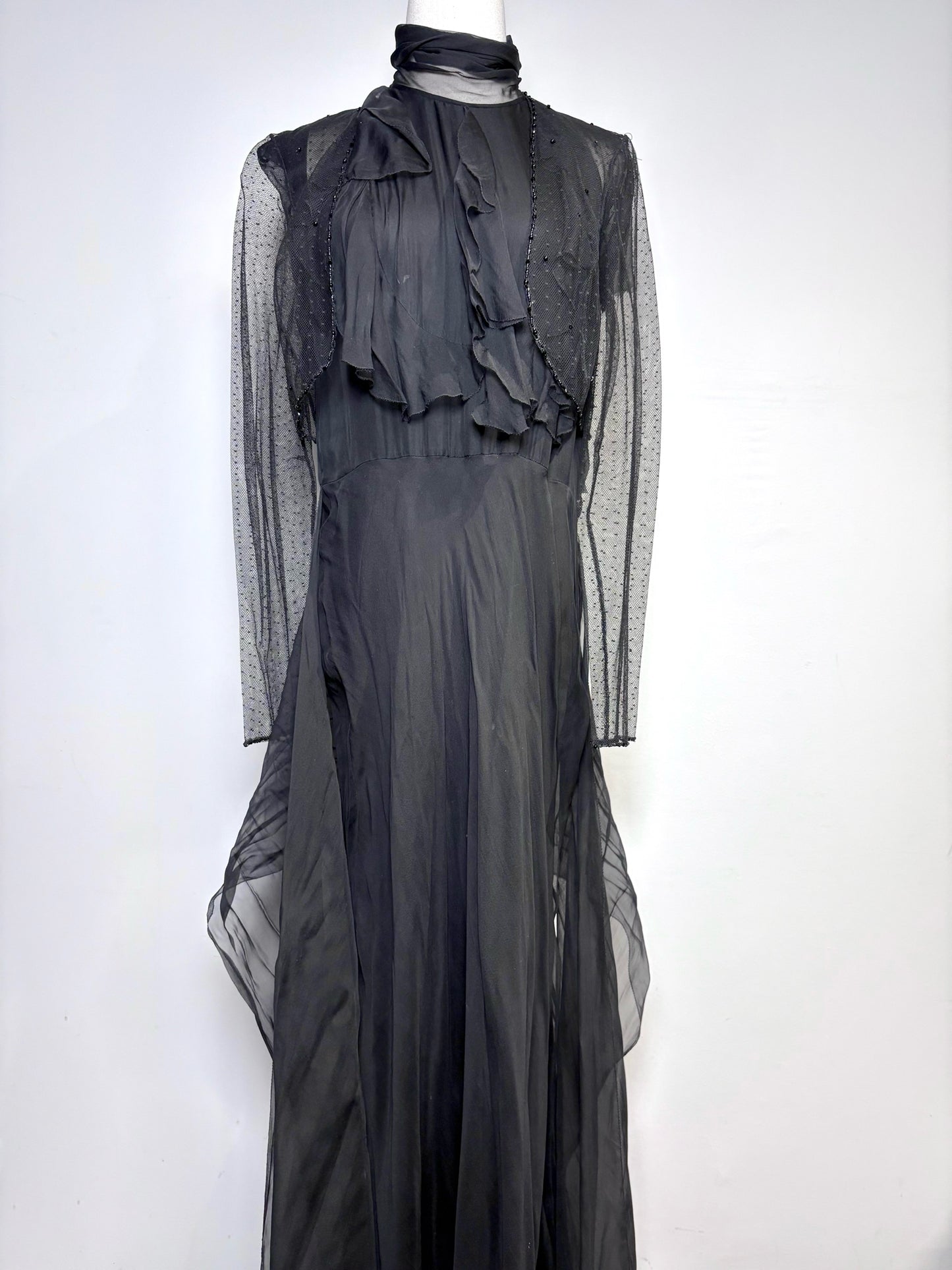 Women Size 12 Ralph Lauren Purple Label Black Chiffon Silk Gown