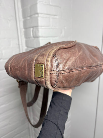 Kooba Solid Leather Bronze Shoulder Purse