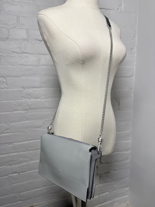 Leather AllSaints Solid Leather Light Gray Small Purse