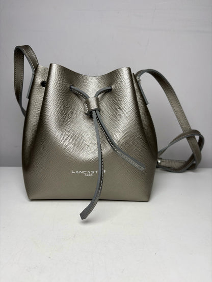 Women's Lancaster Paris Solid Saffiano Leather NWT Silver Mini Purse