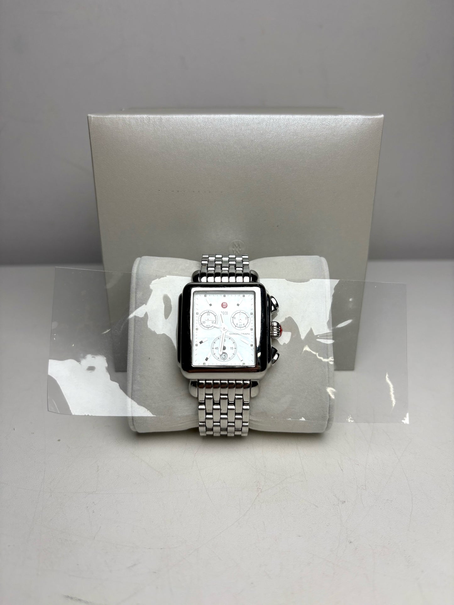 Michele Deco Panthere Bracelet Chronograph Sterling Silver Pre-owned Watch