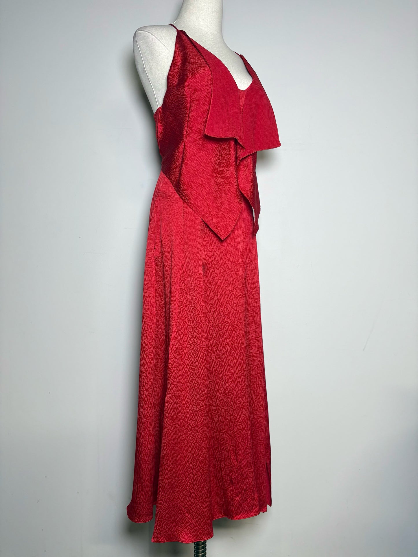 Women Size 6 Roland Mouret Tolima Red Hammered Silk Pre-owned, NWT Dress