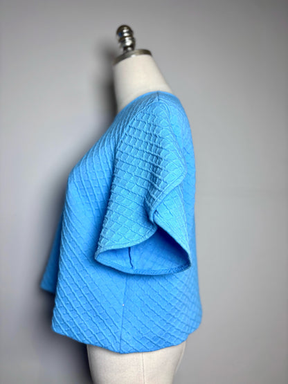 Women Size L Pearl by Lela Rose Sky Blue Textured Knit Women's Pre-owned Top