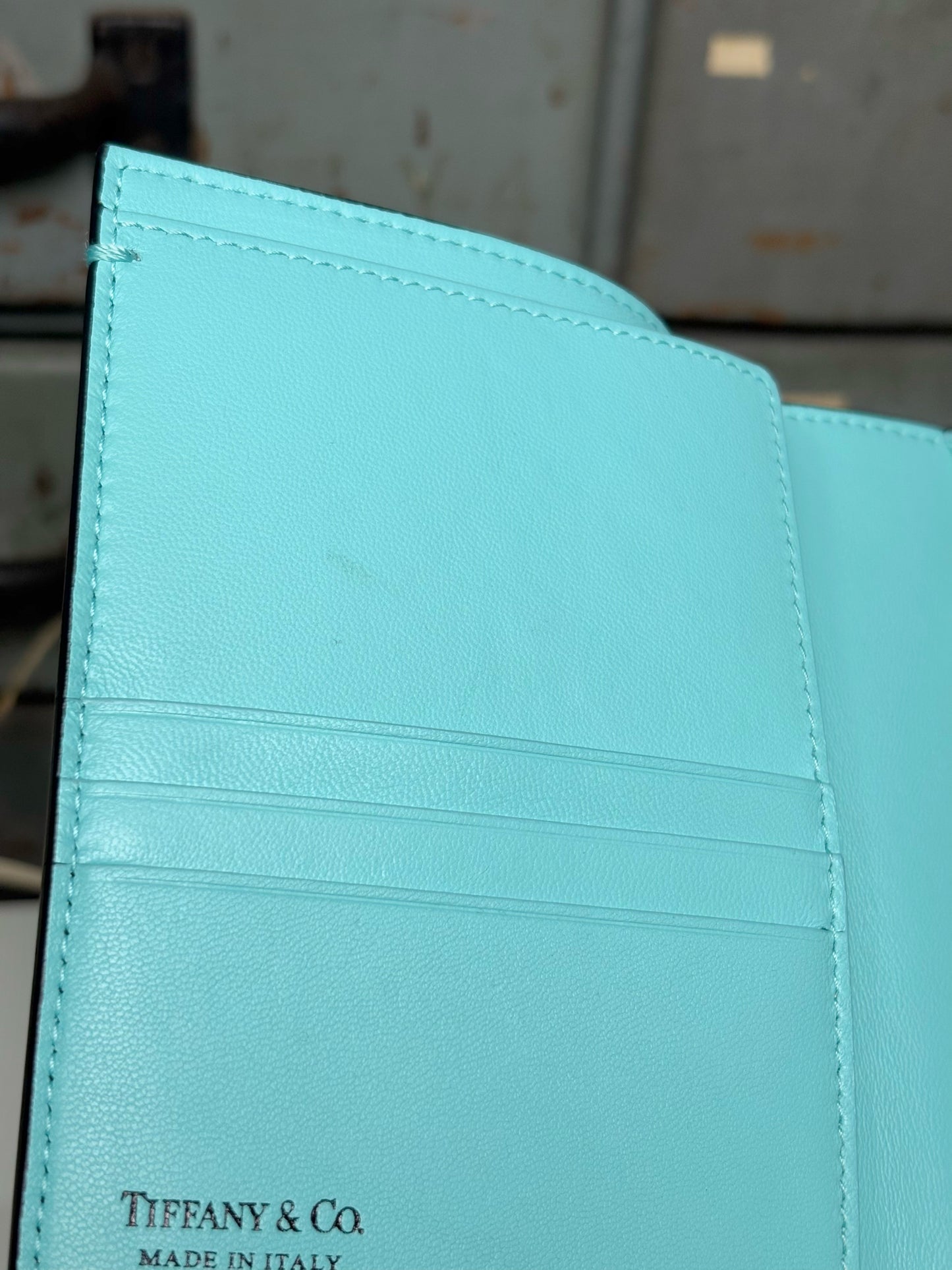 Passport Holder Black/Turquoise Combo Leather