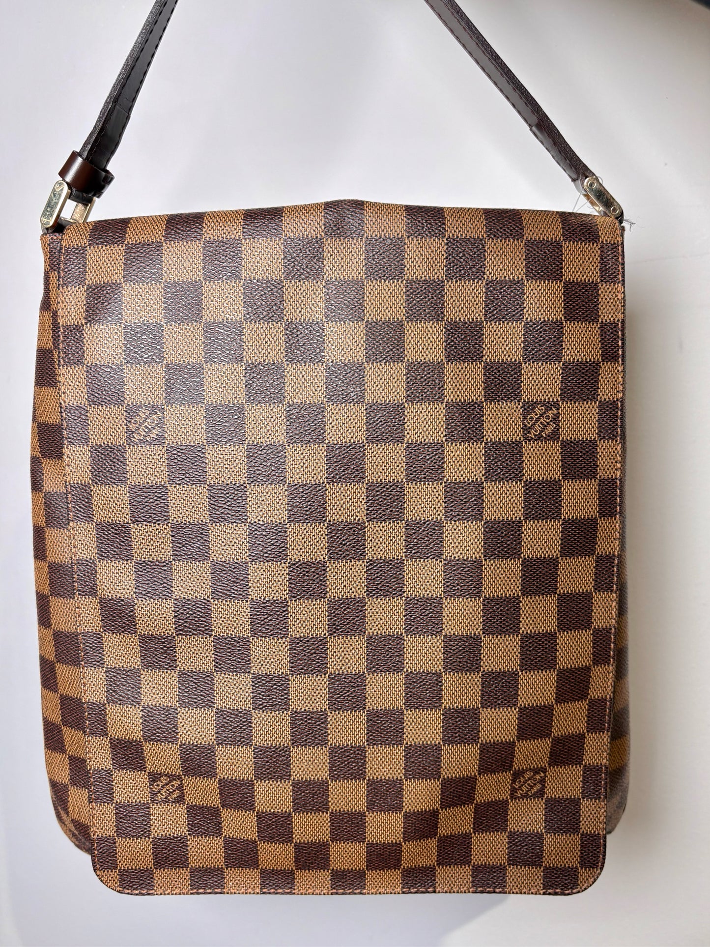 Coated Canvas Louis Vuitton Damier Ebene Brown Large Purse
