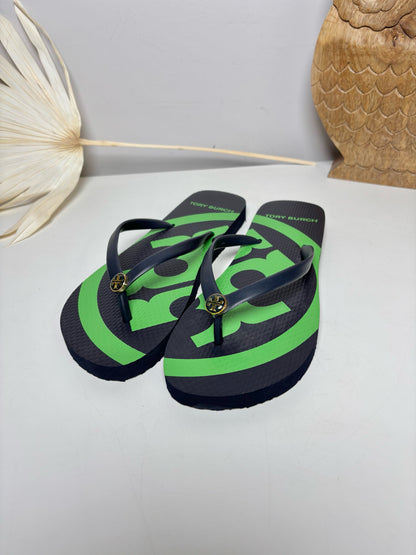 W Shoe Size 7 Tory Burch Navy Rubber Flip Flops