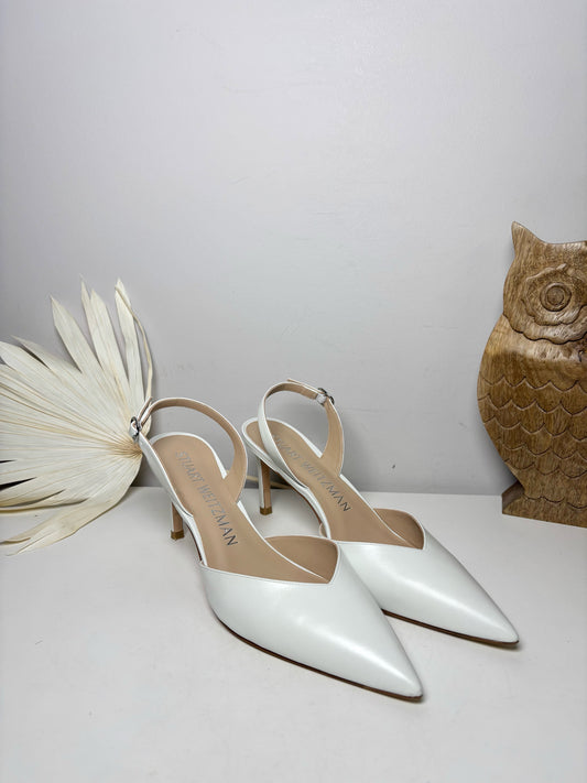 W Shoe Size 8.5 Stuart Weitzman Off White Leathe Slingback Pump