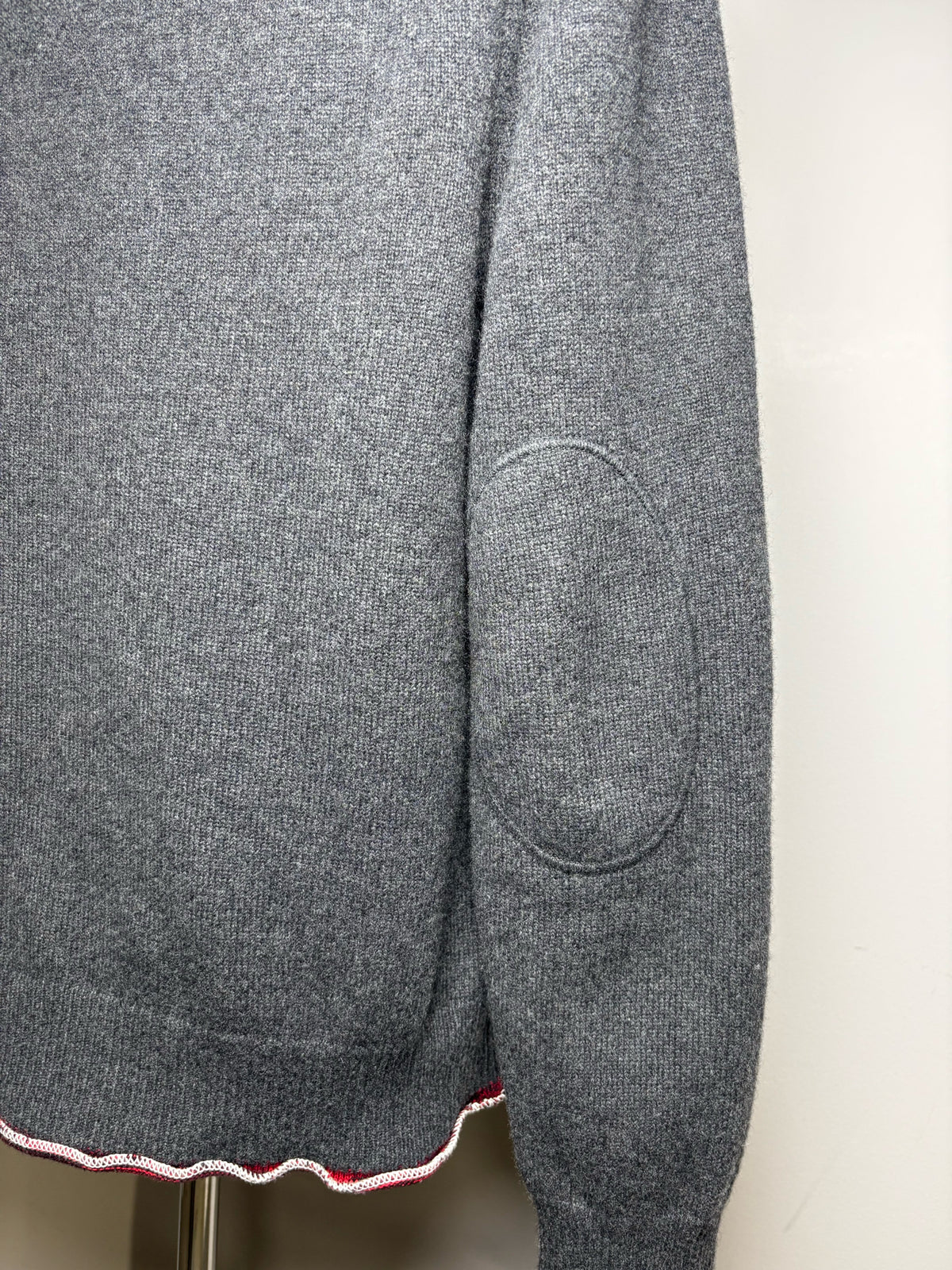 Men's Maison Margiela Gray Burgundy Rolled Hem Long Sleeve Pre-Owned Sweater