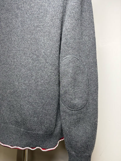 Men's Maison Margiela Gray Burgundy Rolled Hem Long Sleeve Pre-Owned Sweater