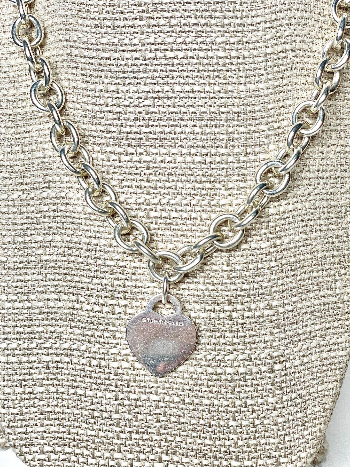Tiffany & Co. Sterling Silver Chain Link Heart Tag Necklace