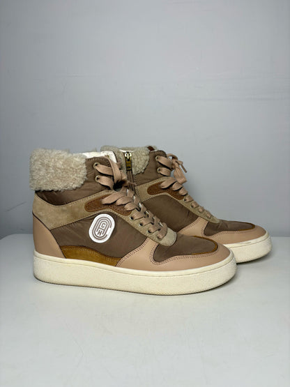 W Shoe Size 9.5 Coach C220 High Top Tan Suede, Nylon Pre-owned Sneakers