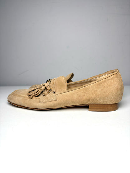 W Shoe Size 39.5 Clorinda Antinor The Filippai Beige Suede Pre-owned Sandals