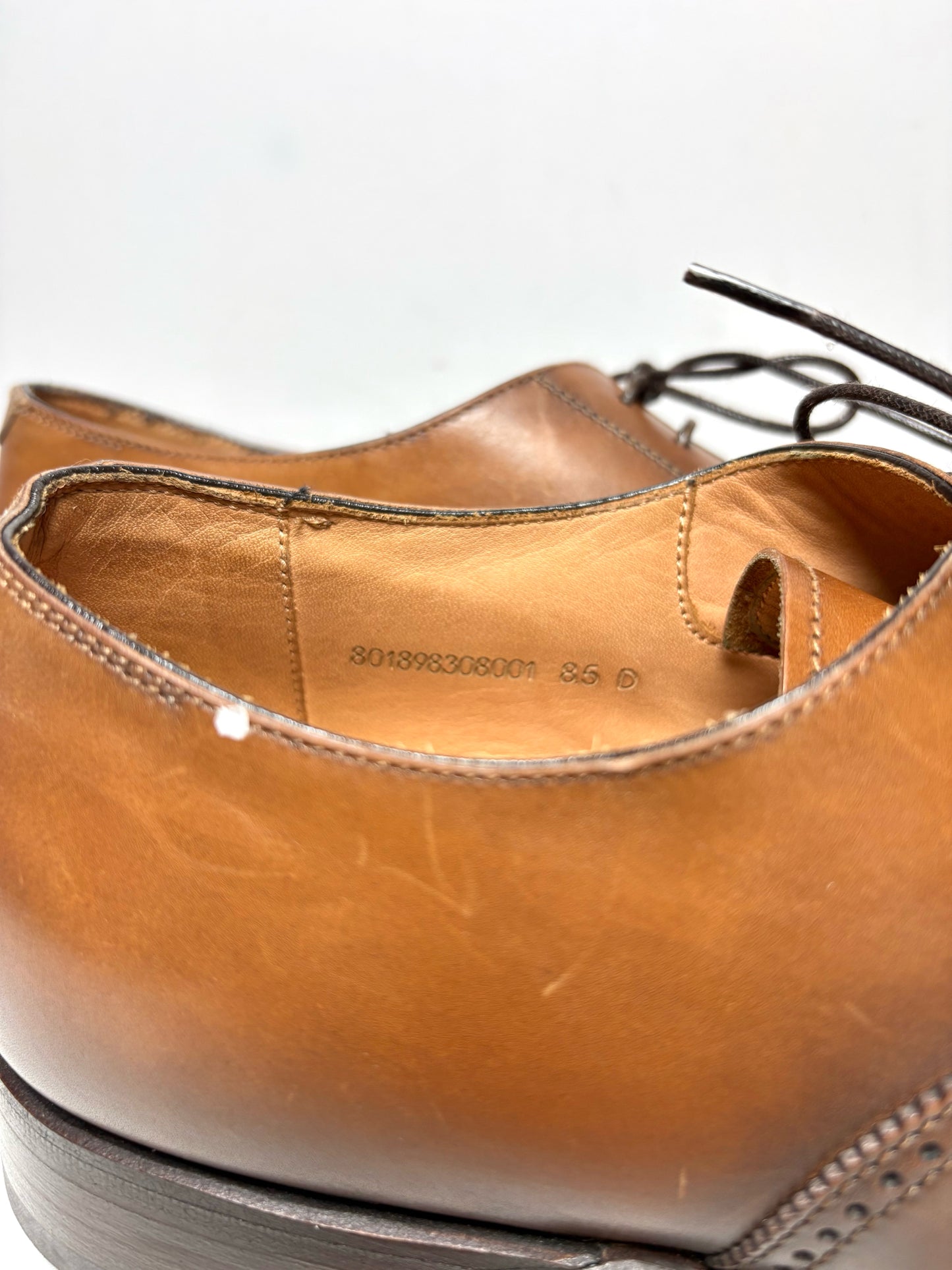Men's Ralph Lauren Purple Label Tan Burnished Calfskin Pre-Owned Denver Dress Shoes