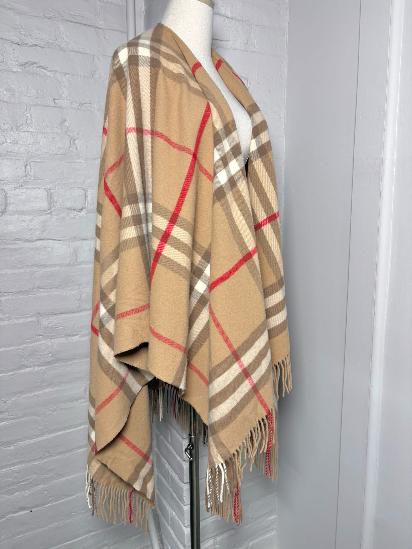 Burberry Cashmere-Wool Blend Check Cape