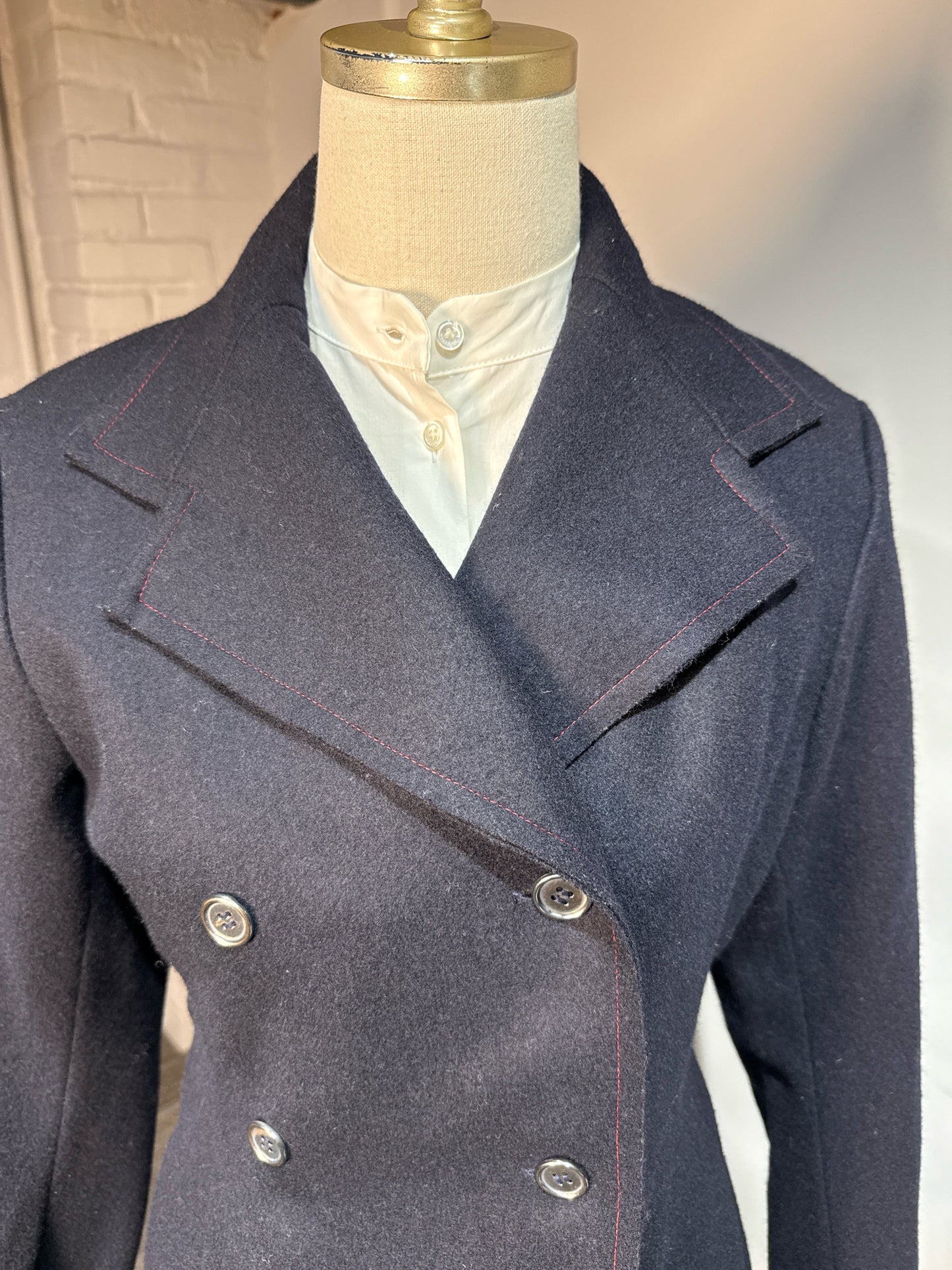 Women Size M Yoshi Kondo Navy Blue Solid Vintage 100% Wool 2 Piece Set