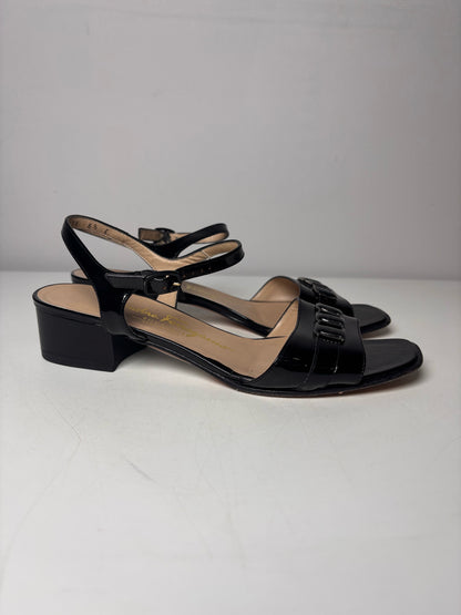 W Shoe Size 6.5 Salvatore Ferragamo Black Patent Leather Heels