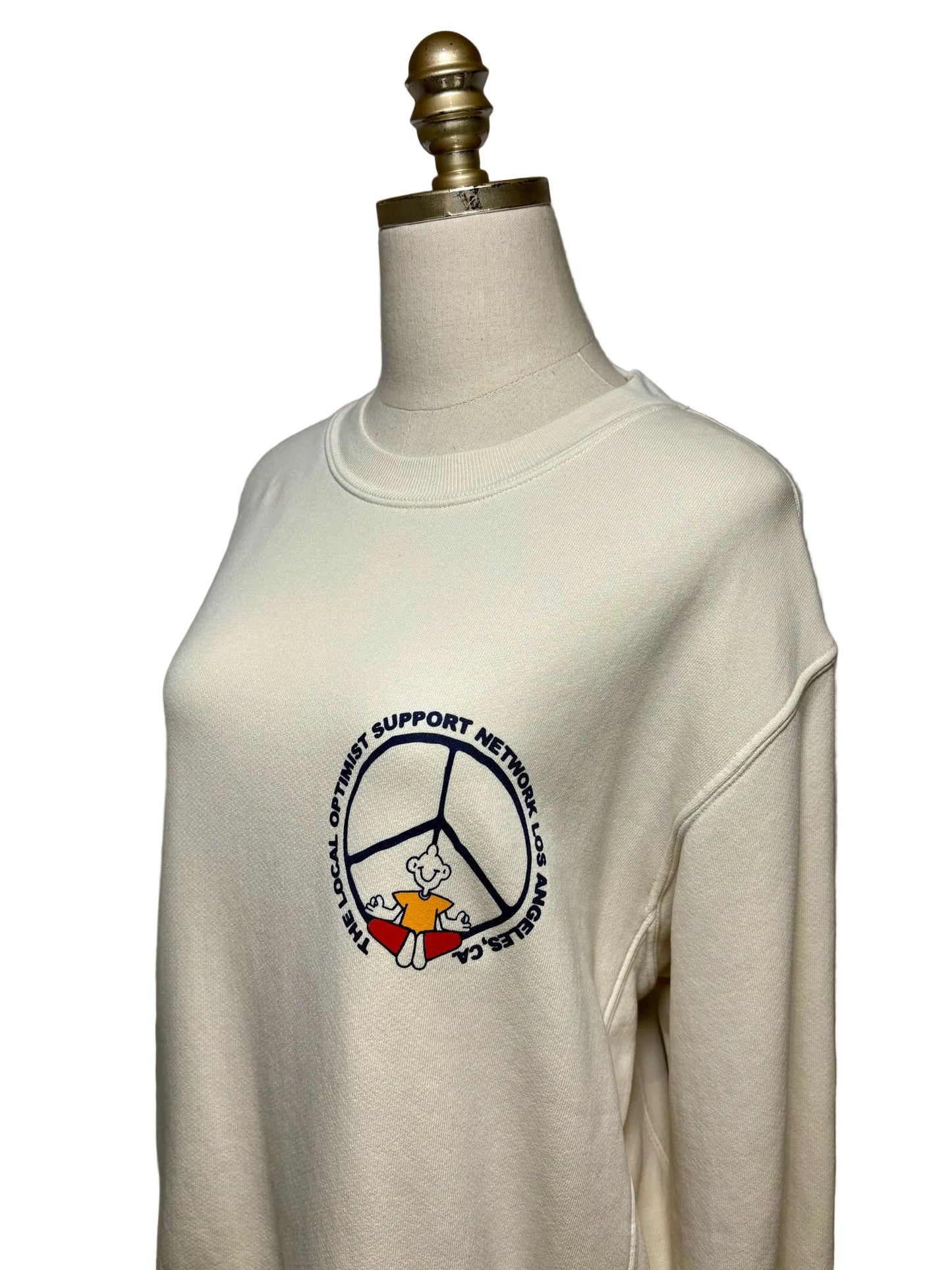 Women's Size M Madhappy Cream Peace Sign Pure Cotton Pre-Owned Crewneck Sweater