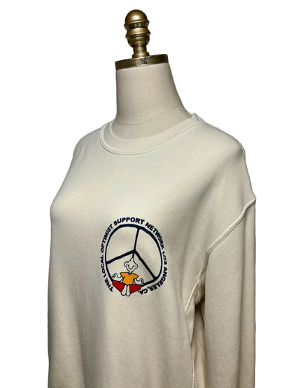 Women's Size M Madhappy Cream Peace Sign Pure Cotton Pre-Owned Crewneck Sweater