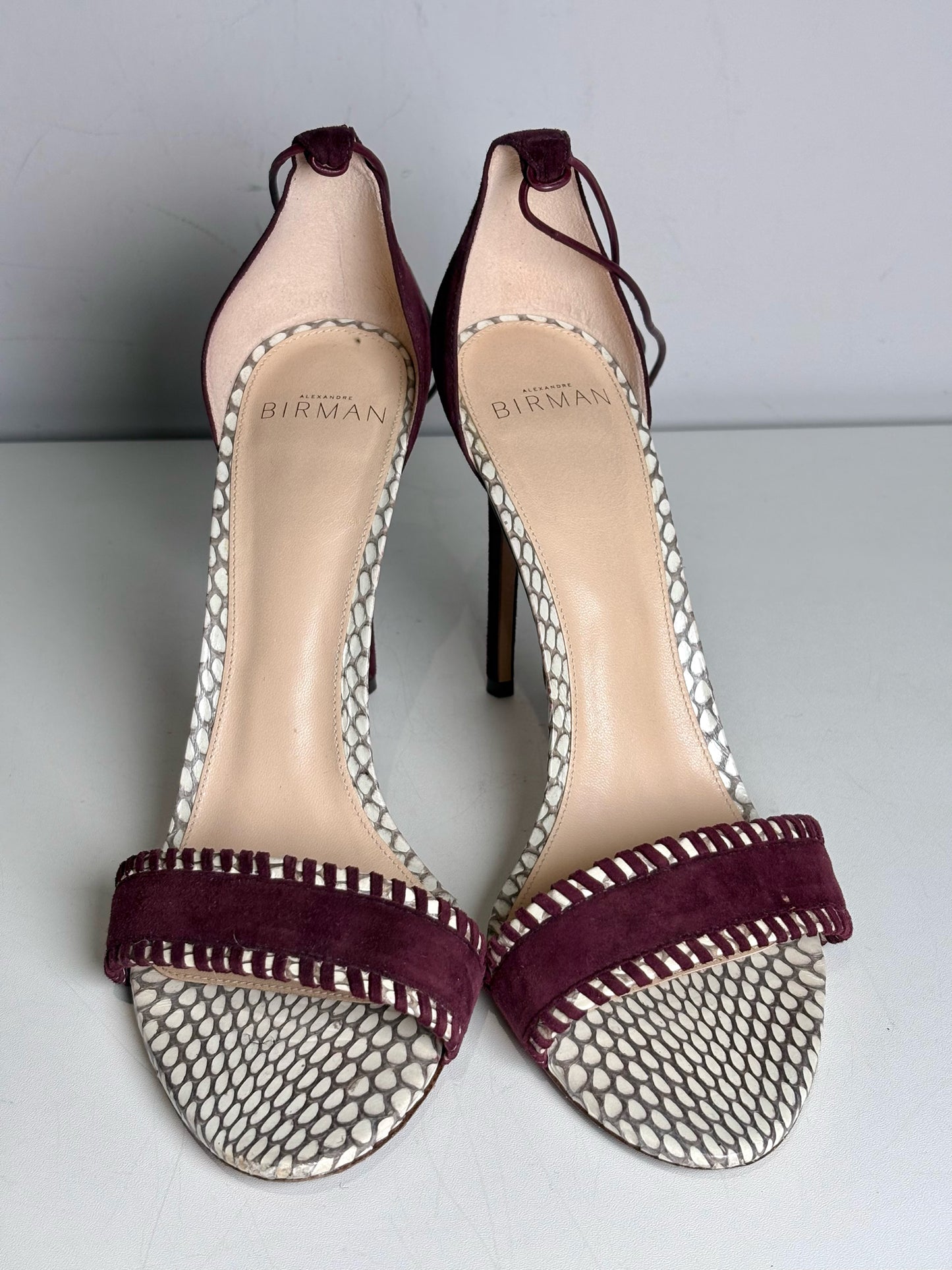 W Shoe Size 38 (8 US) Alexandre Birman Burgundy, Cream Leather Suede Heels