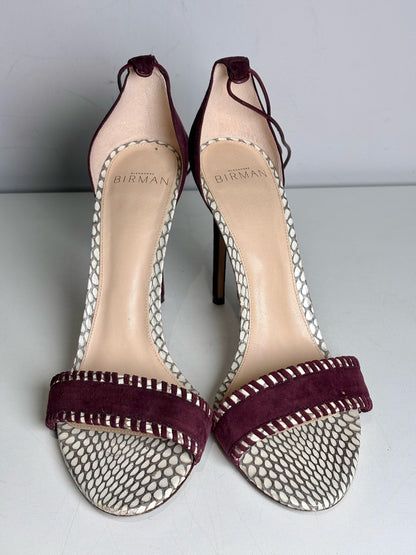 W Shoe Size 38 (8 US) Alexandre Birman Burgundy, Cream Leather Suede Heels
