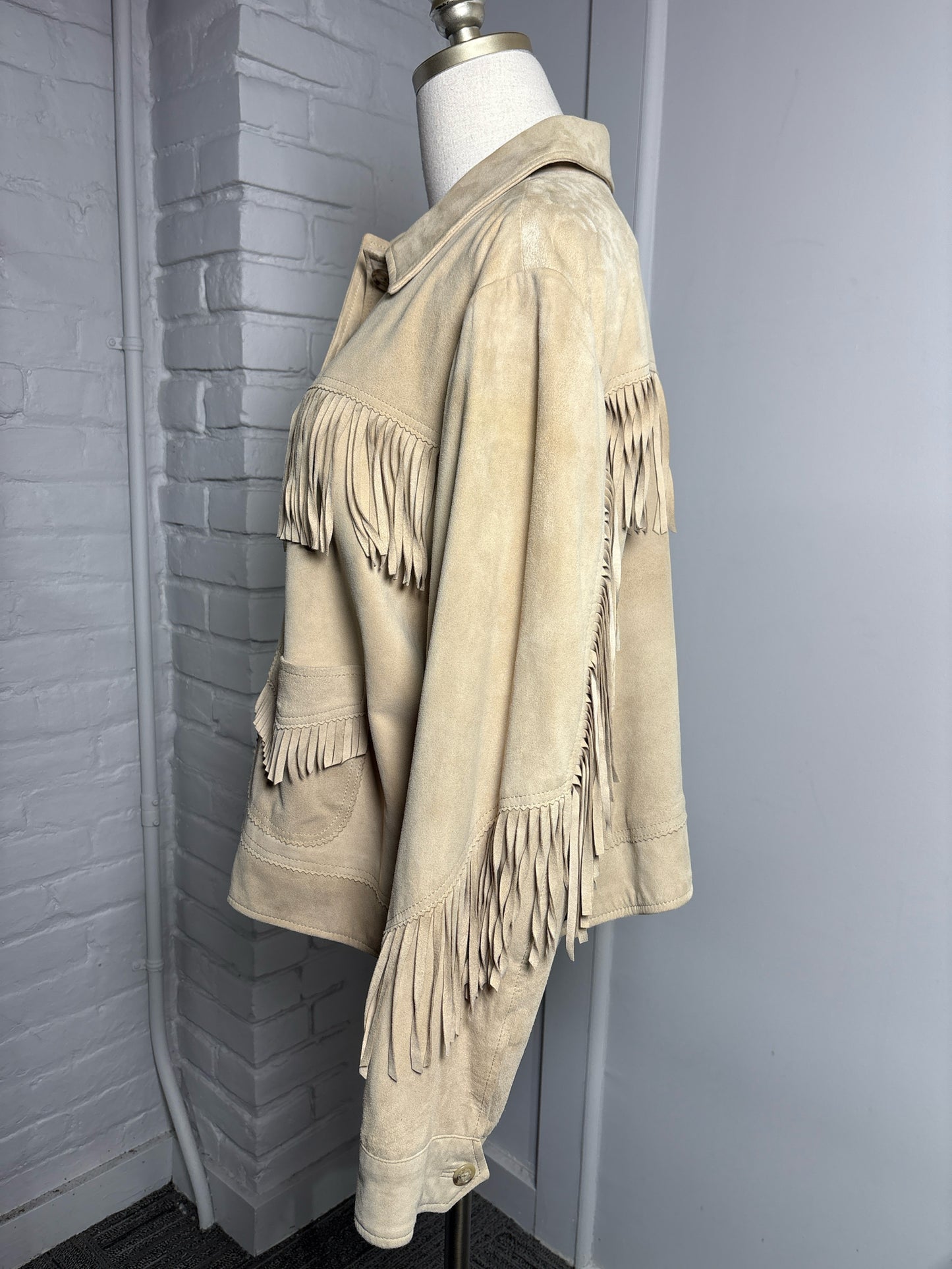 Women Size 18W Lauren Ralph Lauren Tan Fringe Goat Suede Jacket