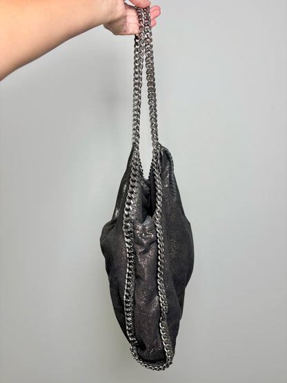 Stella McCartney Metallic Vegan Suede Charcoal Purse