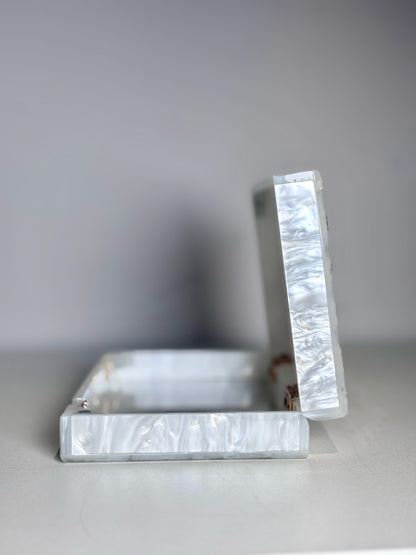 Asha Pearlescent Hardshell Crystal Embel  Pre-owned, NWT White Small Purse