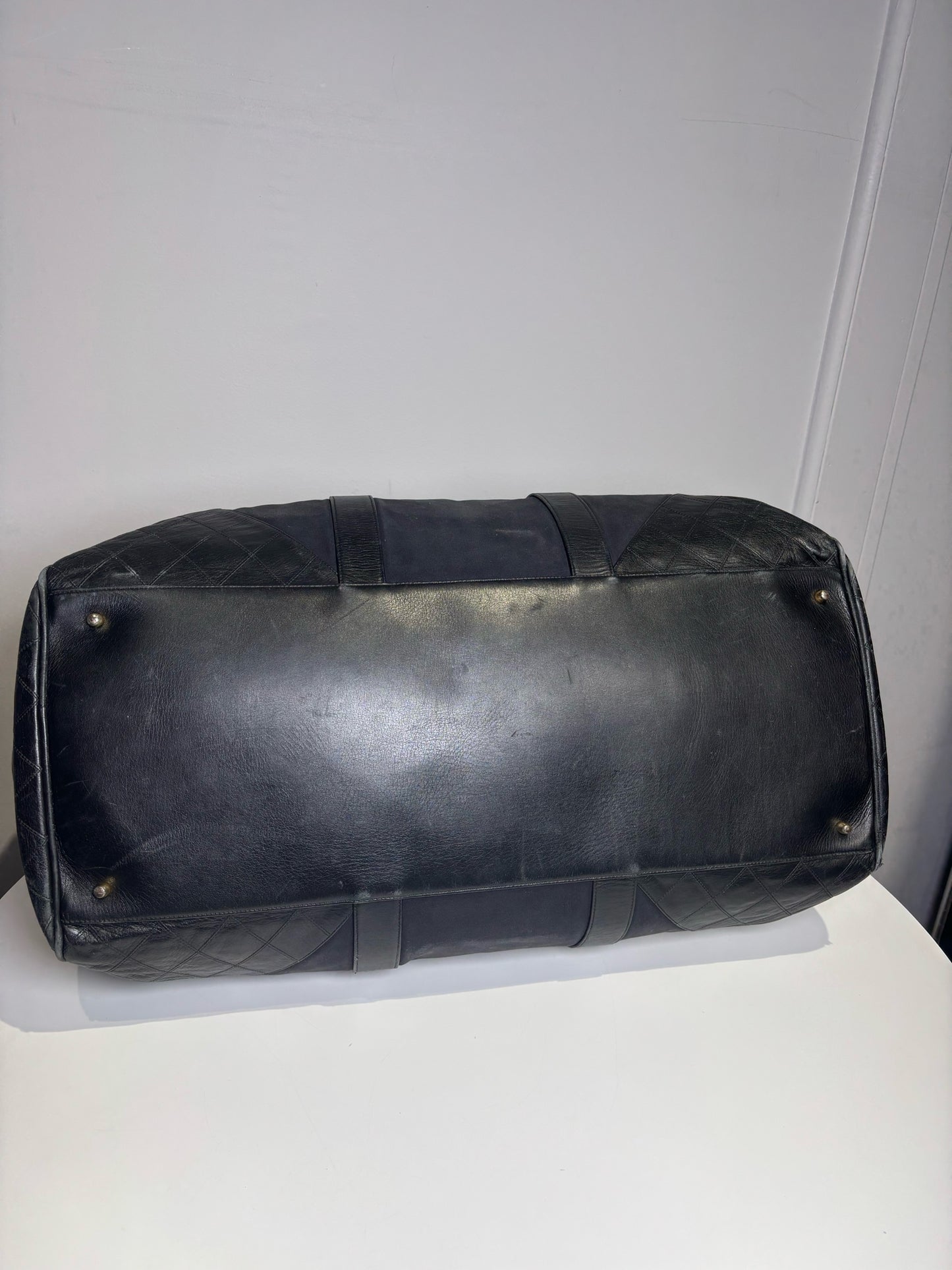 Black Canvas, Leather Chanel Duffle Bag