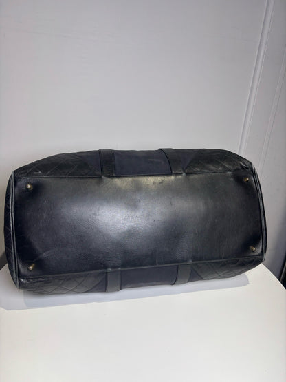 Black Canvas, Leather Chanel Duffle Bag
