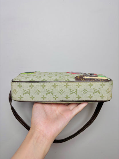 Louis Vuitton Mini Monogram Conte de Fees Canvas Green Cowhide Small Purse