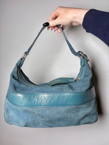 Marc Jacobs Solid Y2K Vintage Pre-owned Teal Fabric/Leather Shoulder Purse