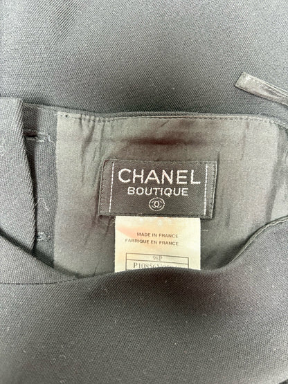 Women Size 36 Chanel Boutique Black Solid Pure Wool Women's Pre-owned Pants
