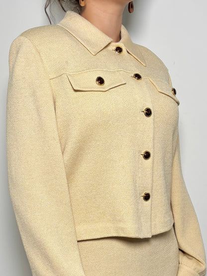 Women Size 8 St. John Yellow Solid Blazer