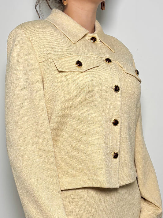 Women Size 8 St. John Yellow Solid Blazer