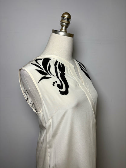 Women Size 6 Derek Lam 10 Crosby Cream, Blue Patches, Colorblock 100% Silk Dress