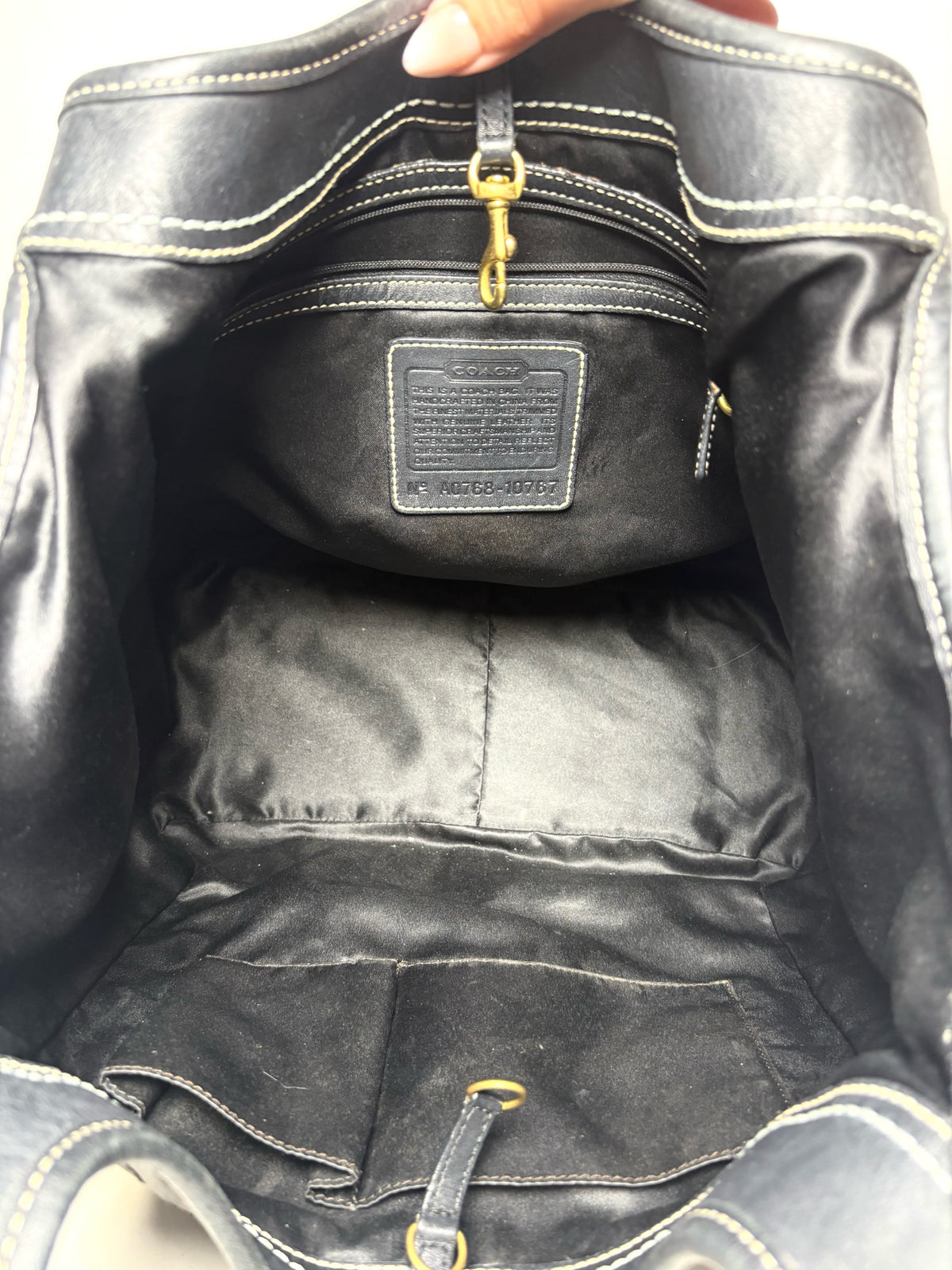 Women's Coach Ergo Signature 10767 Black Monogram Canvas Vintage Rare Pre-Owned Large Tote