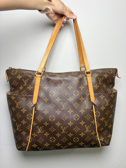 Louis Vuitton Monogram Coated Canvas Brown Leather Trim Totally PM Purse