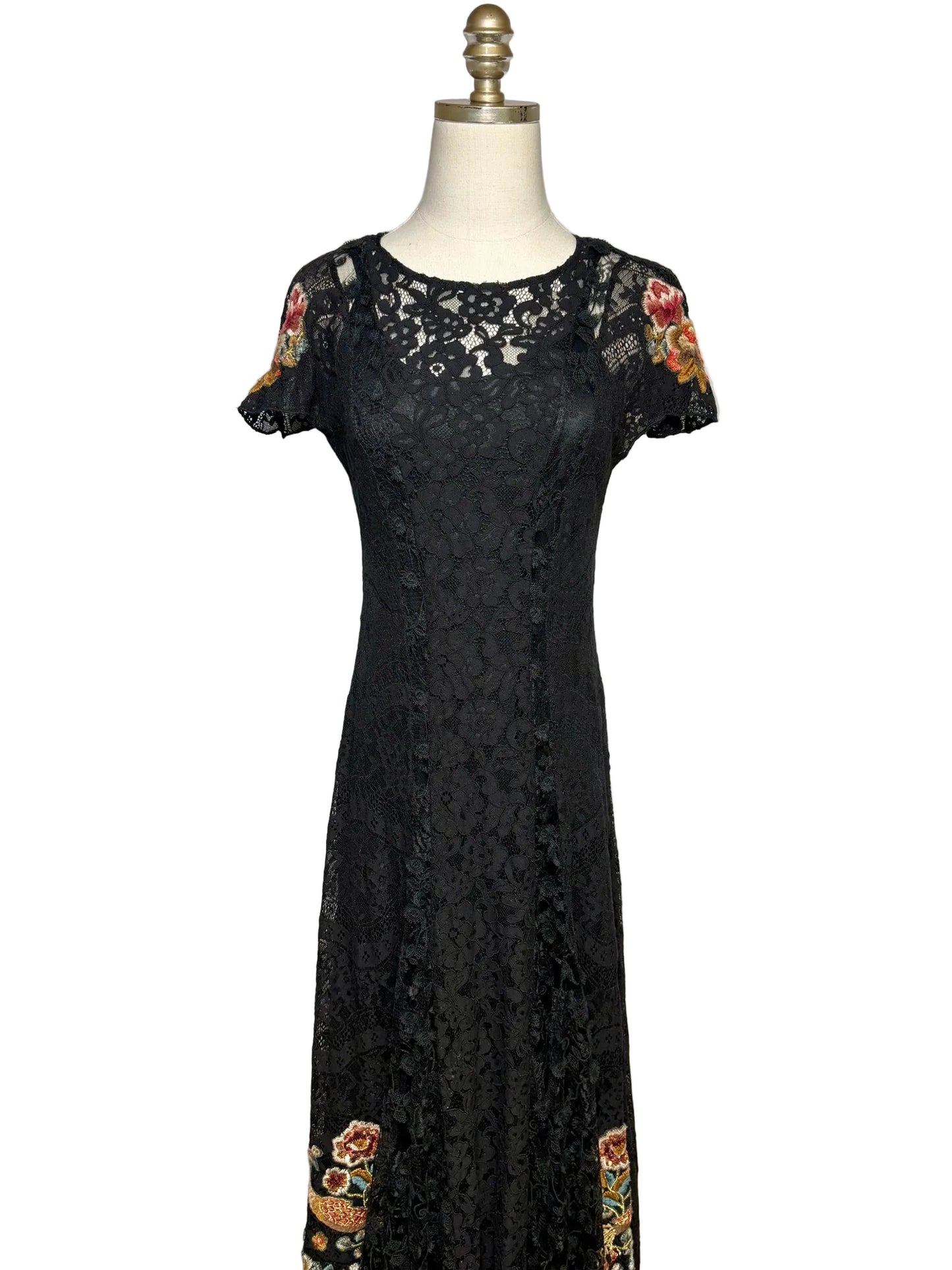 Size XS Johnny Was Black Lace Women's Pre-owned Dress