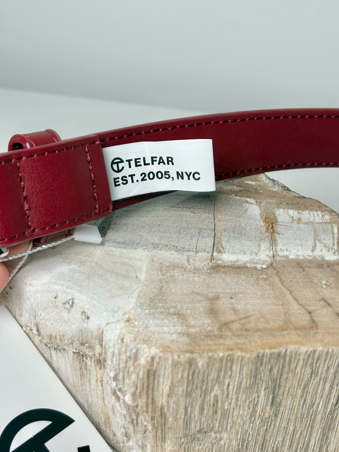 Mens Size 30" - 46" Large Telfar Red Faux Leather Solid Men's Belt