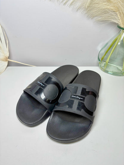 Salvatore Ferragamo Black Solid Size 10 Men's Shoes