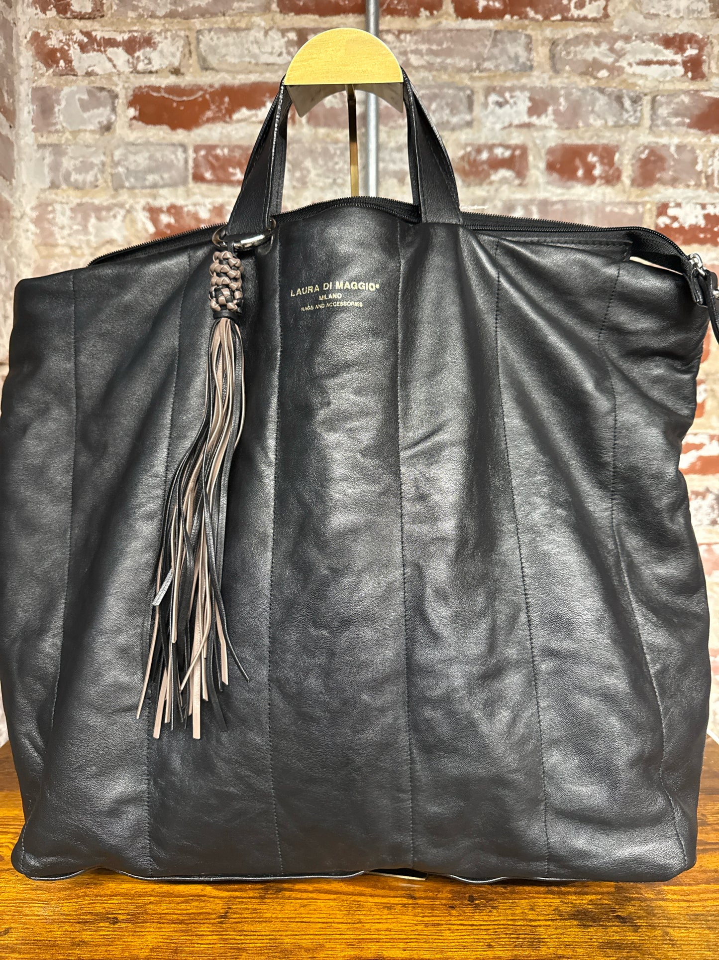Leather Laura Di Maggio Leather Black Cowhide Purse