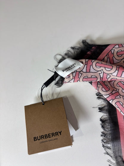 Burberry Monogram Circle Stripe Women's NWT Wool/Silk Blend Pre-owned Square Scarf