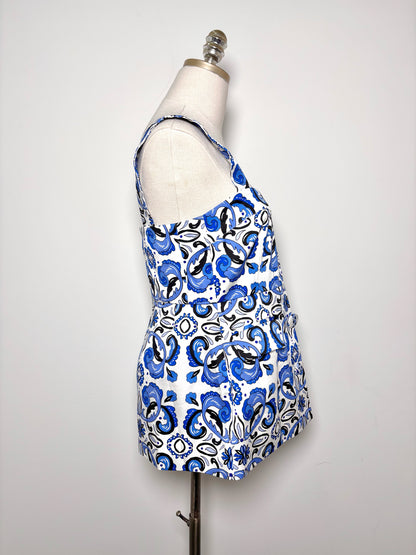Women Size S Tuckernuck Blue, White Floral Cotton 2 Piece Set