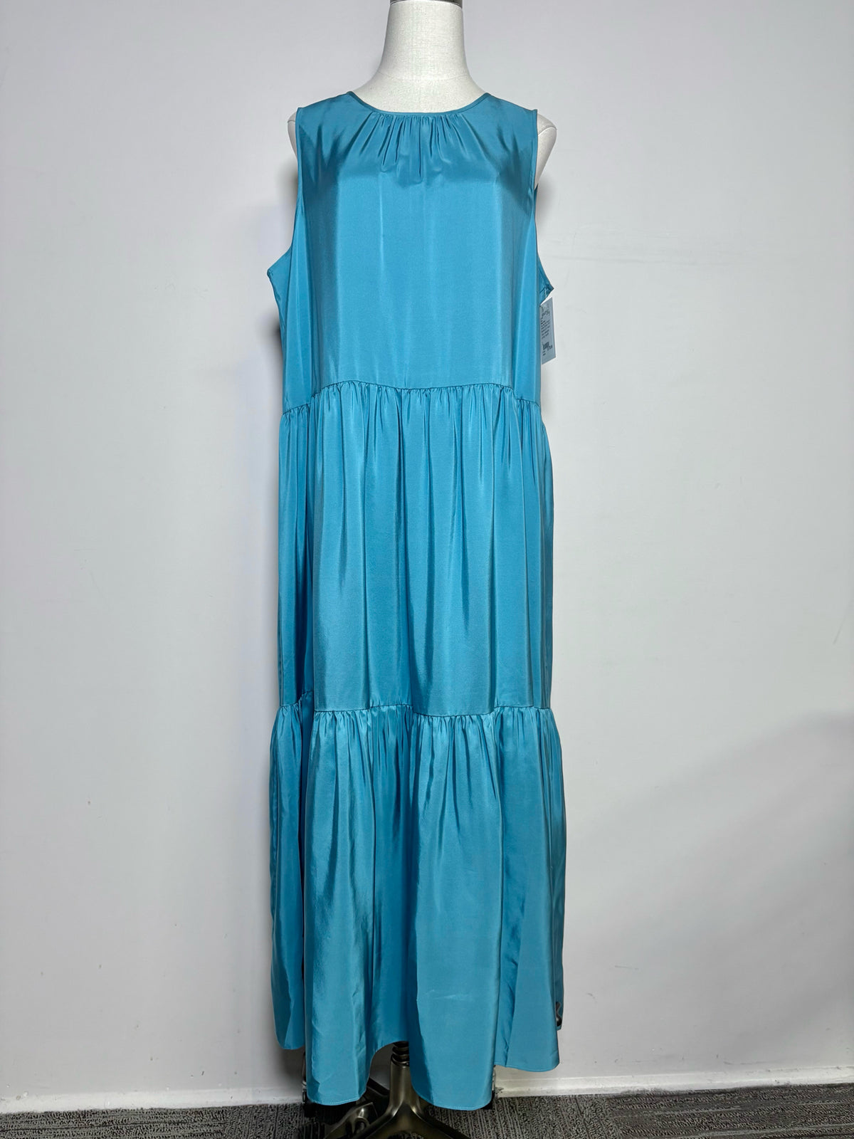 eileen fisher blue dress Women Size L Teal Solid Silk NWT Midi Tiers – VIDA STYLE SHOP Irresistibly soft roaring twenties fashion Size:13T Cupid Petal Long Slip