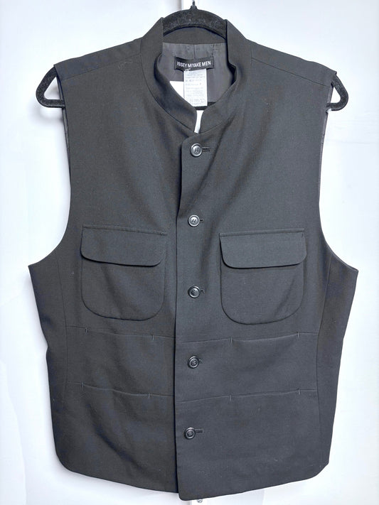 Issey Miyake Men Black 100% Wool Sz M Vest